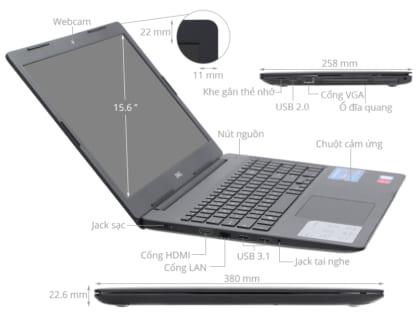 Laptop Dell Vostro 3580 (Intel Core i5-8250U/ RAM 8GB DDR4/ SSD 256GB/ 15.6)
