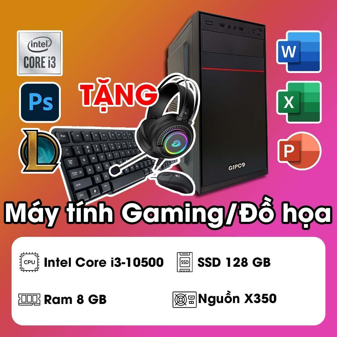 Máy tính Gaming-Đồ họa H410-CPU Intel Core i3-10500-RAM 8GB-SSD 128GB-Nguồn X350