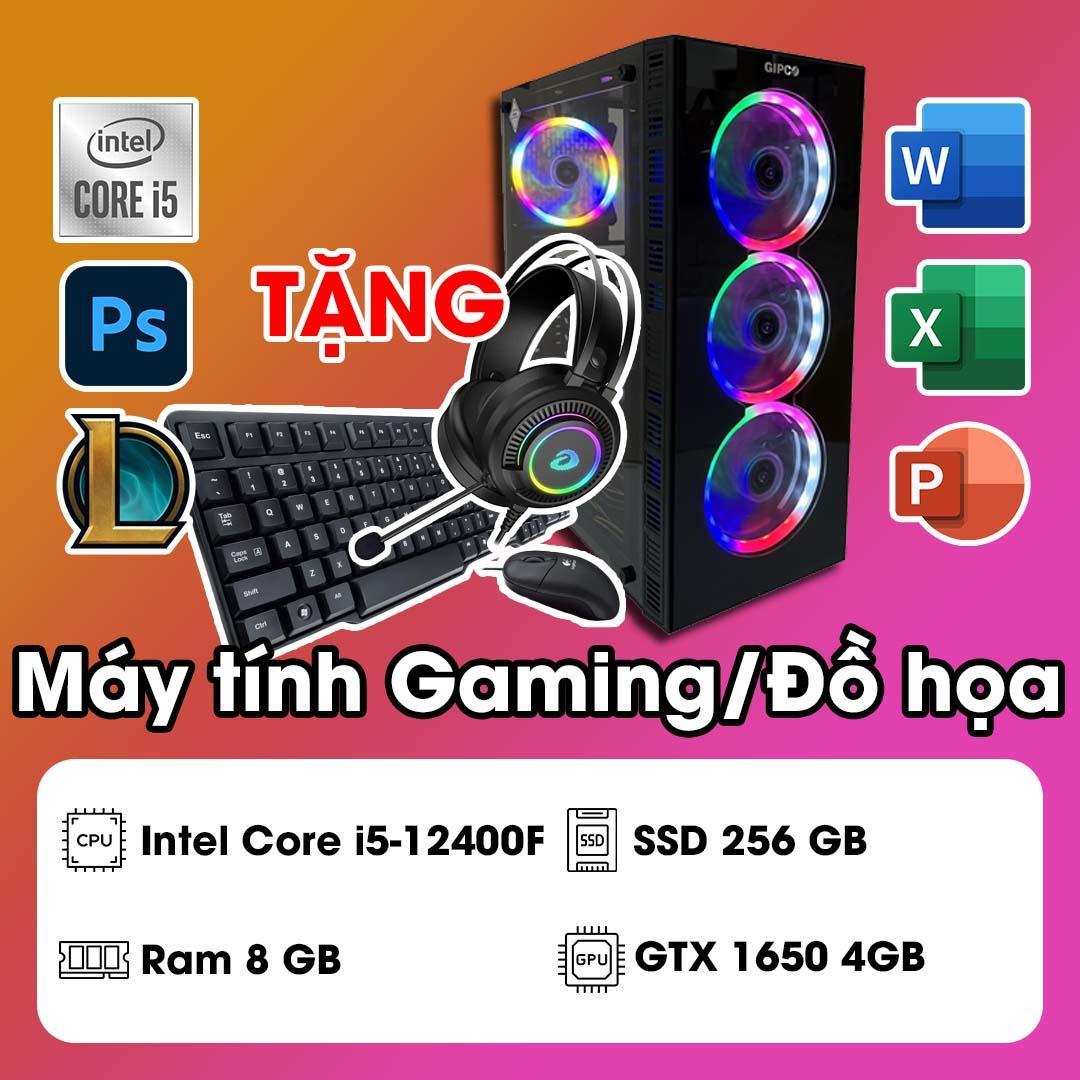 Máy tính Gaming-Đồ họa H610-CPU Intel Core i5-12400F-VGA GTX 1650 4GB-RAM 8GB-SSD 256GB-Nguồn X550