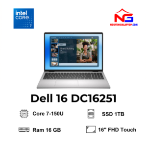 Laptop Dell 16 DC16251 (Core 7 150U, RAM16GB, Ổ SSD1TB, Màn 16" Full HD Touch, Win11, Nhôm Xanh)