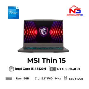 [New100%] Laptop MSI Gaming Thin 15 CPU Intel Core i5-13420H/ Ram 16GB/ Ổ Cứng SSD 512GB/ VGA RTX 3050-4GB/ Màn 15.6 inchs FHD 144Hz/ Win 11 bản quyền