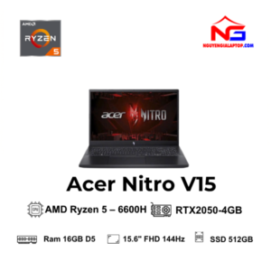 Laptop Acer Nitro V Gaming  – Ryzen 5-6600H | RAM 16GB DDR5 | SSD 512GB | RTX 2050 4GB | 15.6 inch FHD 165Hz | Win 11 bản quyền