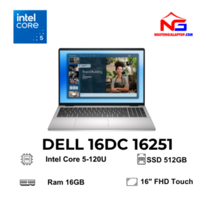 [New 100%] Dell 16 DC16251 Core 5 120U | RAM 16GB | SSD 512GB | 16" FHD+ Touch | Win 11 | Vỏ Nhôm
