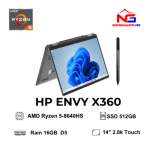 Laptop HP Envy x360 14-fa0050AU (R5 8640HS/ 16GB/ 512GB SSD/ 14 inch 2.8K Touch/ 120Hz/ Win11/ Silver/ Vỏ nhôm/ Pen)