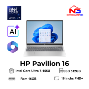 [New 100%] Laptop HP Pavilion 16 af0053TU - (Intel Core Ultra 7 155U, Ram 16GB, Ổ SSD 512GB, Màn 16 inchs FHD+WUXGA, OfficeHS+365, Win11)
