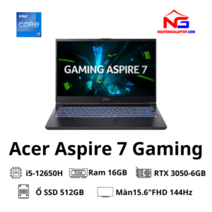 Laptop Acer Aspire 7 Gaming A715-59G-73LB i7 12650H/ Ram 16GB/ Ổ SSD 512GB/Màn 15.6"FHD 144Hz/RTX 3050 6GB/Win11 bản quyền/ Màu Đen