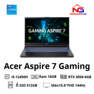 [Mới 100%] Laptop Acer Aspire 7 A715-59G-57TU  (Intel Core i5-12450H | Card Rời RTX 3050-6GB | Màn 15.6 inch FHD 144Hz | Ram 16GB | Ổ SSD 512GB | Win 11 bản quyền vĩnh viễn | Đen)