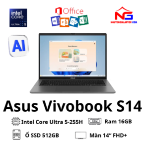 Laptop Asus Vivobook S14 S3407CA-LY095WS Ultra 5 225H/AI/16GB/512GB/14" WUXGA/Win11/Office HS24/OS365