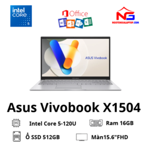Laptop ASUS Vivobook 15 X1504VA-BQ185WS | Core 5 -120U, 16GB DDR4, SSD 512GB NVMe, Màn15.6" FHD IPS, Màu Bạc, Win + Office Bản Quyền Vĩnh Viễn